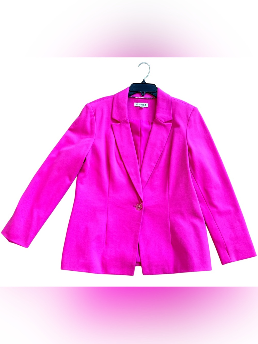 Nanette Lepore Nolita Stretch Blazer Fuchsia Hot Pink Single Button- Size 8 - Picture 2 of 6